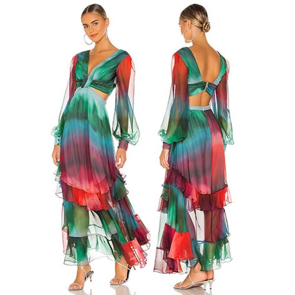 PatBO Dresses & Skirts - PatBO Sunset Cutout Maxi Dress Multicolor Size 0